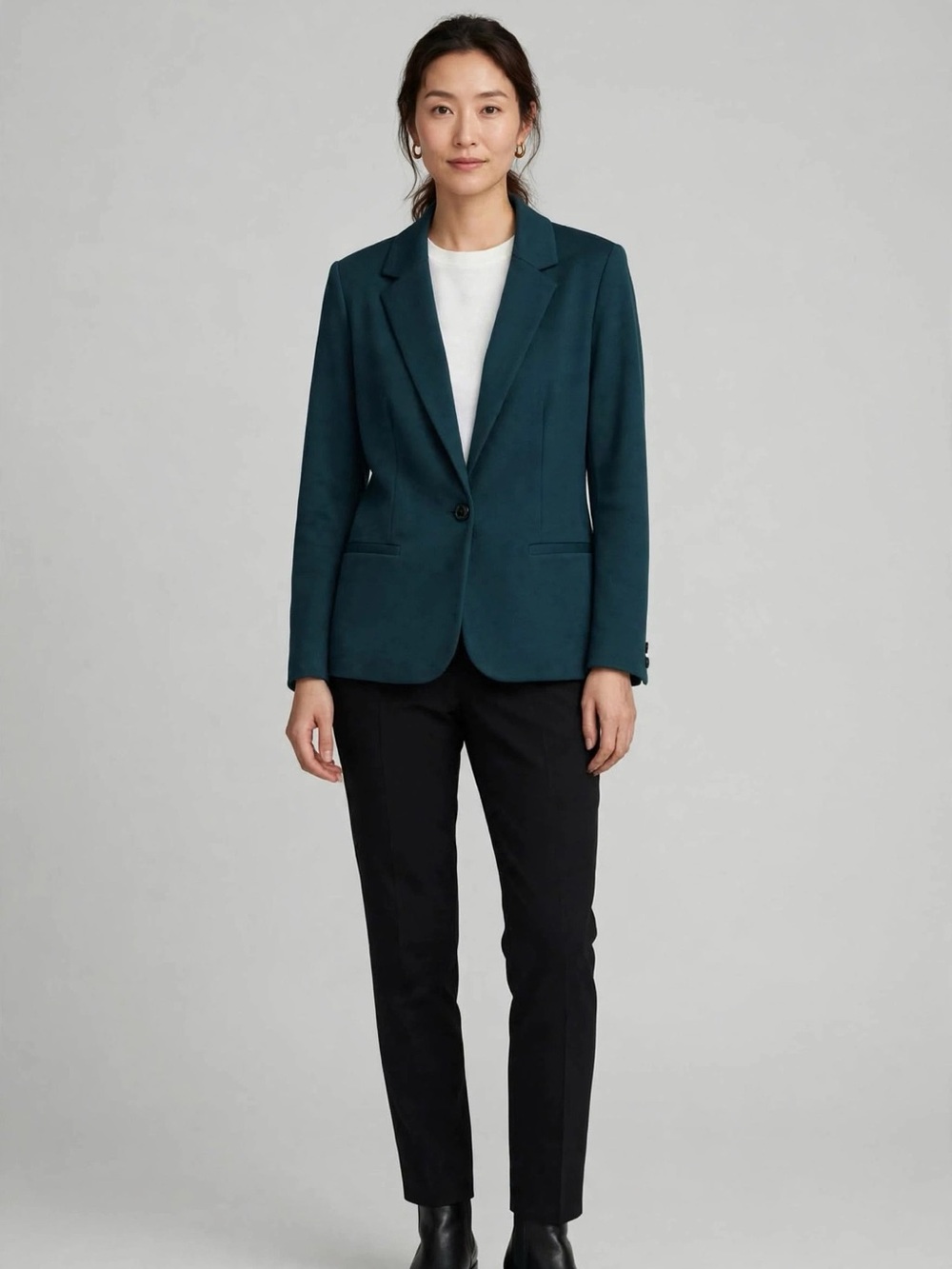 GAP Teal Single-Button Blazer - Notch Lapel Work Jacket - Womens
